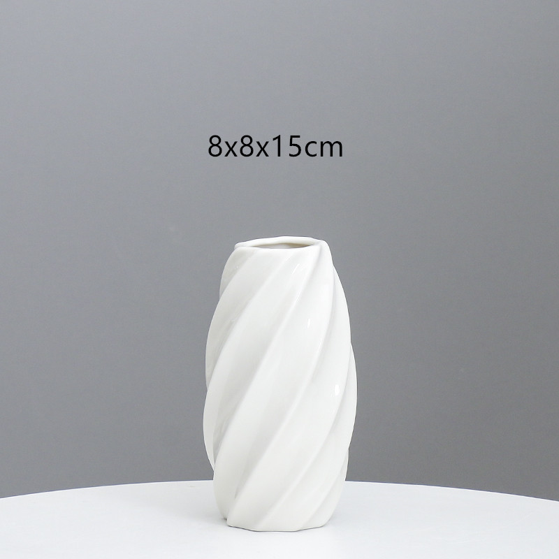 Cerámica moderna simple rayas florero sala de estar Azul Rojo creativo suave decoración del hogar flor seca arreglo floral