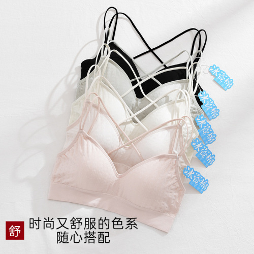 Hollow cross beautiful back wrap bra women's bra without rims tube top bottom with suspender padded vest for summer