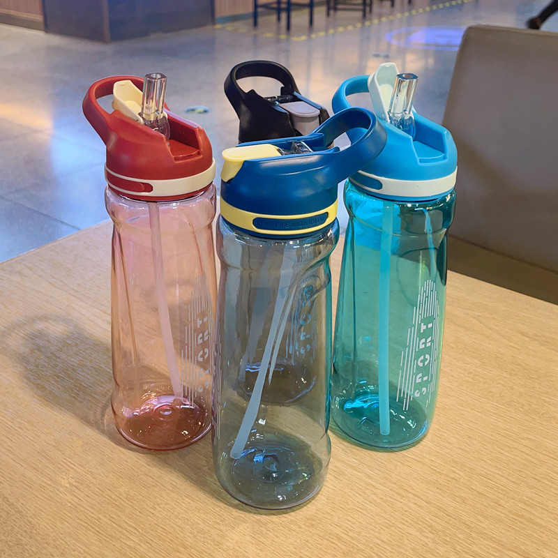 Straw Plastic Cup Men's and Women's Fitness Sports Water Bottle Summer Portable Anti-fall Adult Student Portable Creative Cup