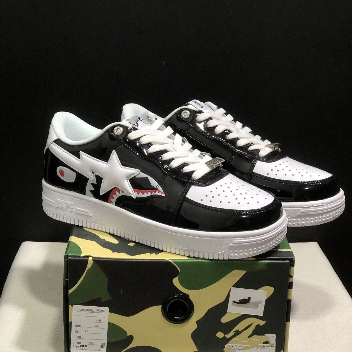 Новая модель BAPESTA Dunk лакированная кожаная обувь трансграничной внешней торговли обезьяна голова vibe