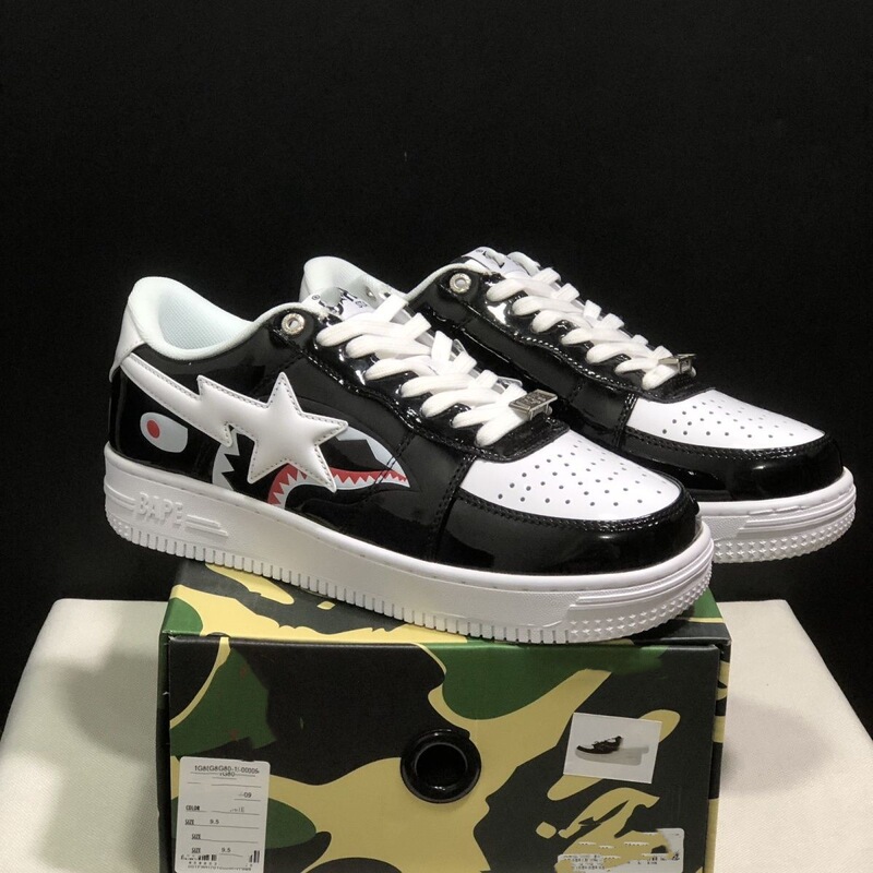 New BAPESTA dunk patent leather board shoes cross-border foreign trade ape head vibe contrast color low-help couple sports