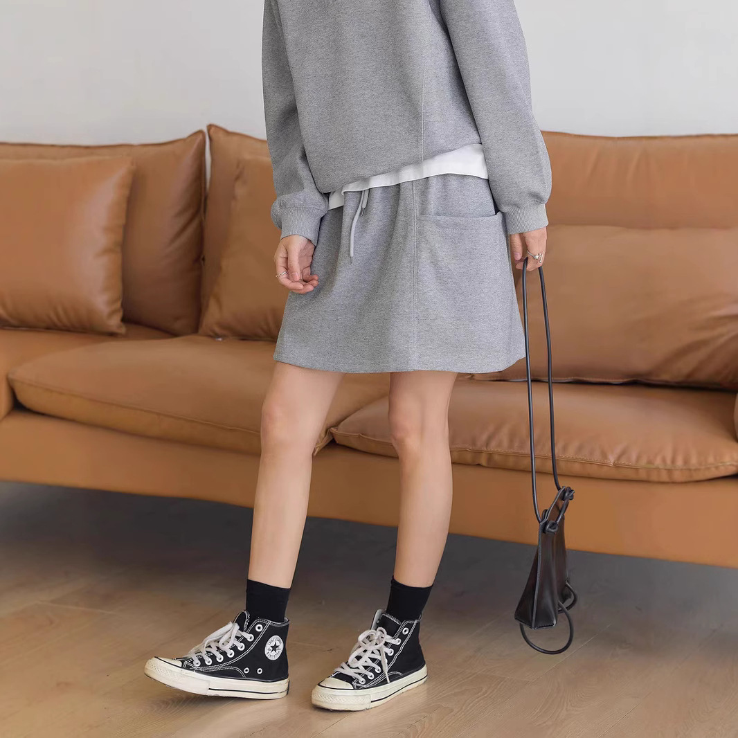 【Built-In Safety Shorts】Patchwork Pocket Short Skirt Korean-Style Half Skirt 2026 Summer New High-Waisted A-Line Skirt