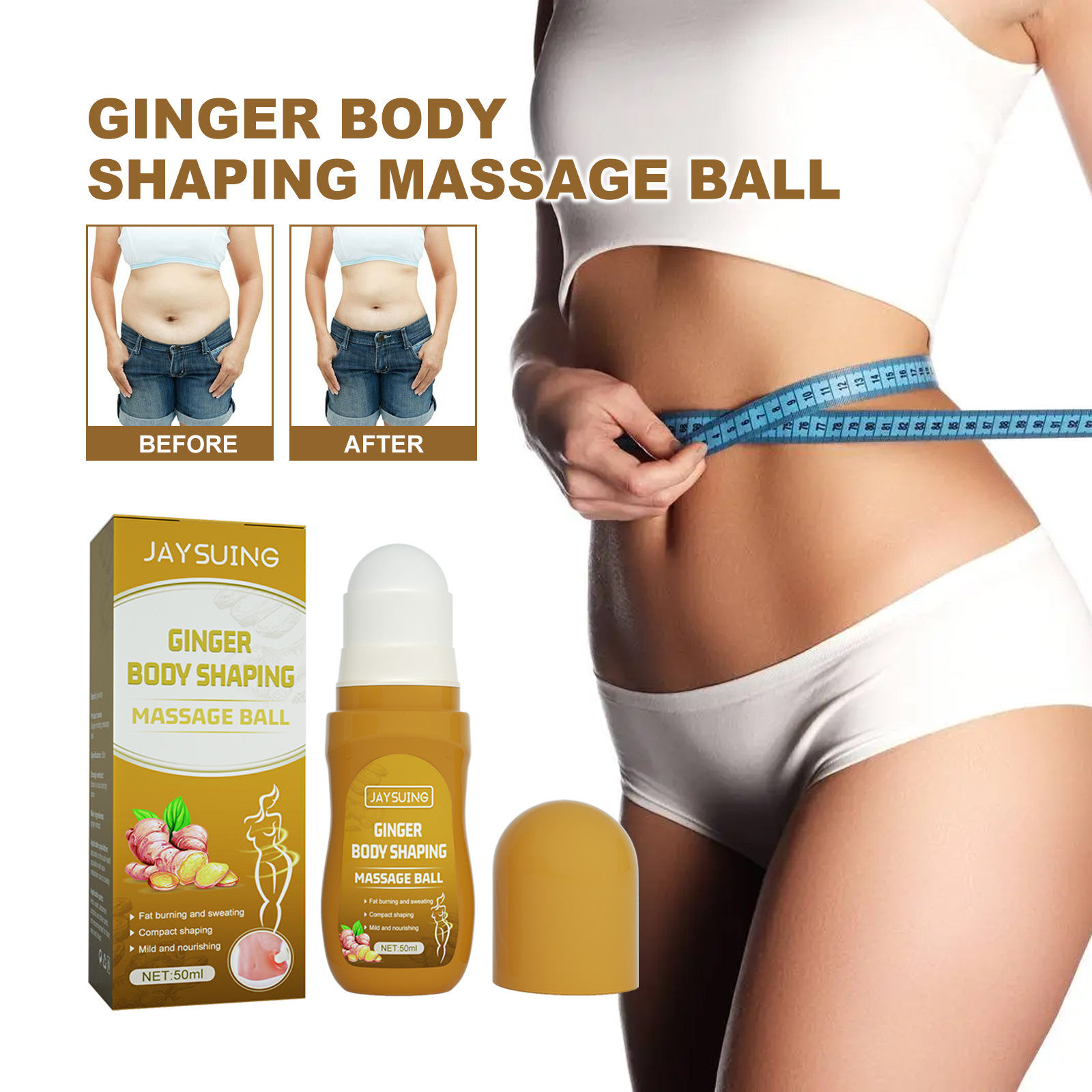 Jaysuing Ginger Body Lift Shaping Slimming Firming Skin Massage Belly Ball_voghion.com