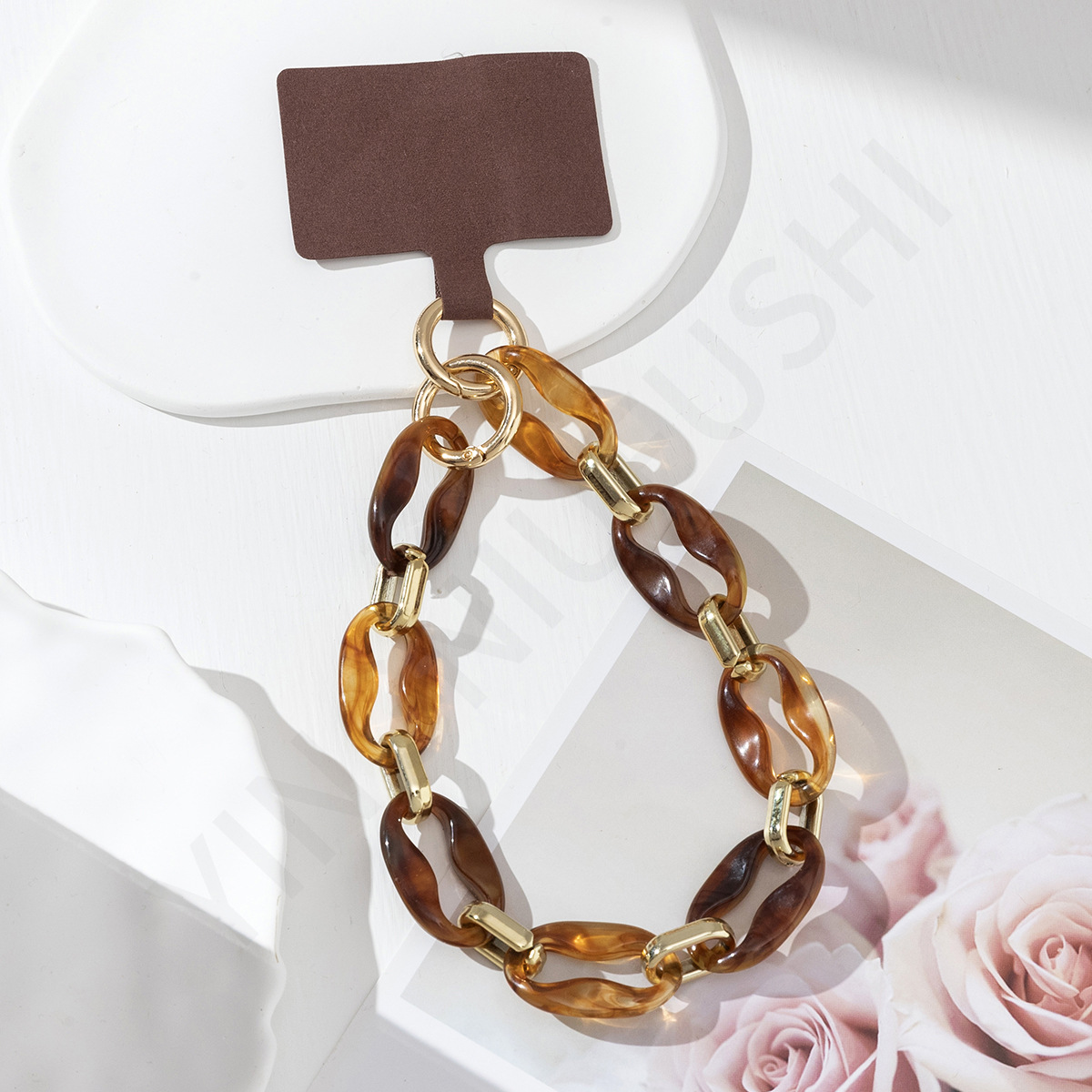 32g Weight Mobile Phone Chain Classification 1 Piece Quantity Alloy Material Oval Pattern Retro, Classic Style Style Retro Classic Style Oval Arylic Alloy Mobile Phone Chain 3