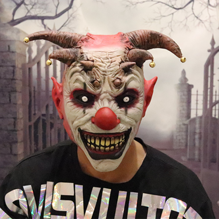 Horror campana payaso de látex sombrero de Halloween sonrisa máscara de payaso mascarada Festival accesorios de rendimiento