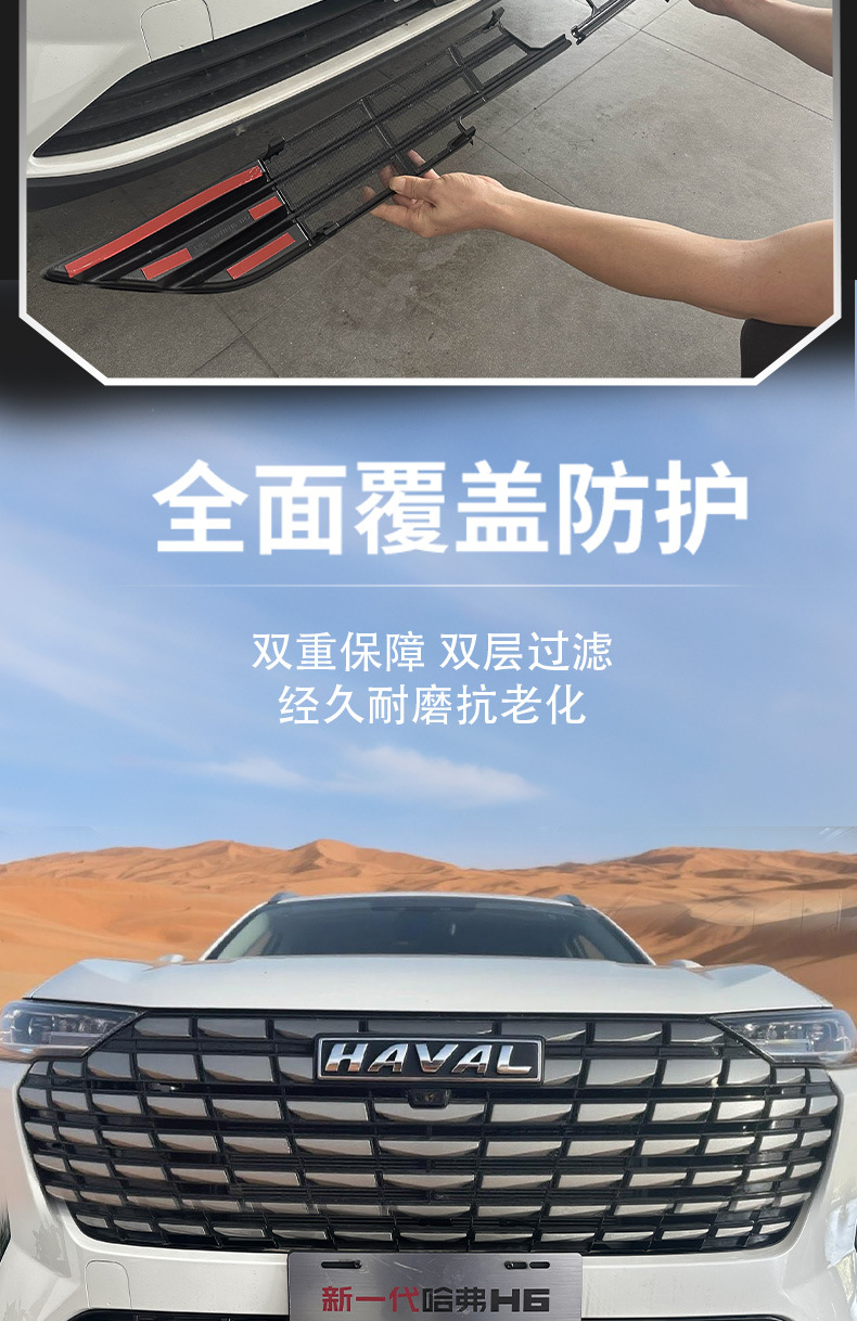 Suitable for 24 models of Great Wall Haval H6, snap-on anti-insect net, radiator dust-proof net, front face protection, modified decorative accessories