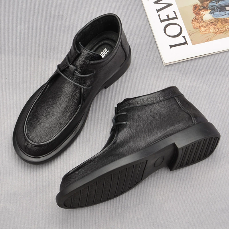 2024 осенние и зимние новые мужские сапоги Martin мягкая кожа дышащая и удобная мужская кожаная обувь передняя шнуровка мужские кожаные сапоги