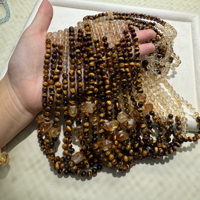 厂家批发黄虎眼水晶手链diy手工双圈水晶手串爆款饰品|undefined