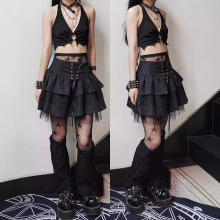 黑色蛋糕包臀短裙女小个子学院风2025夏季纯欲辣妹A字高腰半身裙