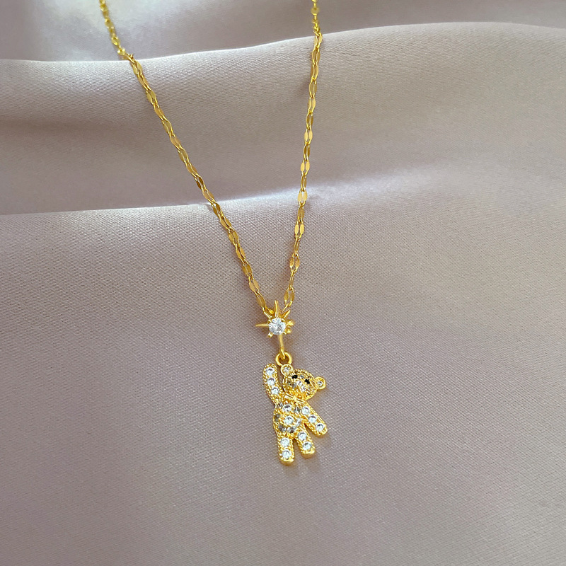 Collana orso di lusso con diamanti per donna catena in oro vero_voghion.com