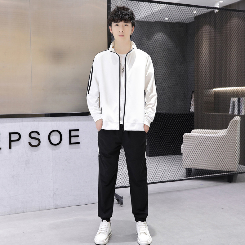 Primavera y otoño traje casual de los hombres moda coreana pantalones de abrigo de moda traje deportivo de dos piezas de moda al por mayor