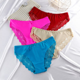 Шелковые трусы, сексуальное хлопковое дышащее белье для коррекции формы бедер, средняя посадка, кружевное платье, большой размер