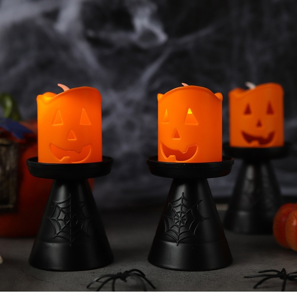 suministros de Halloween led calabaza candelabro lámpara de fiesta atmósfera decoración accesorios vela de halloween