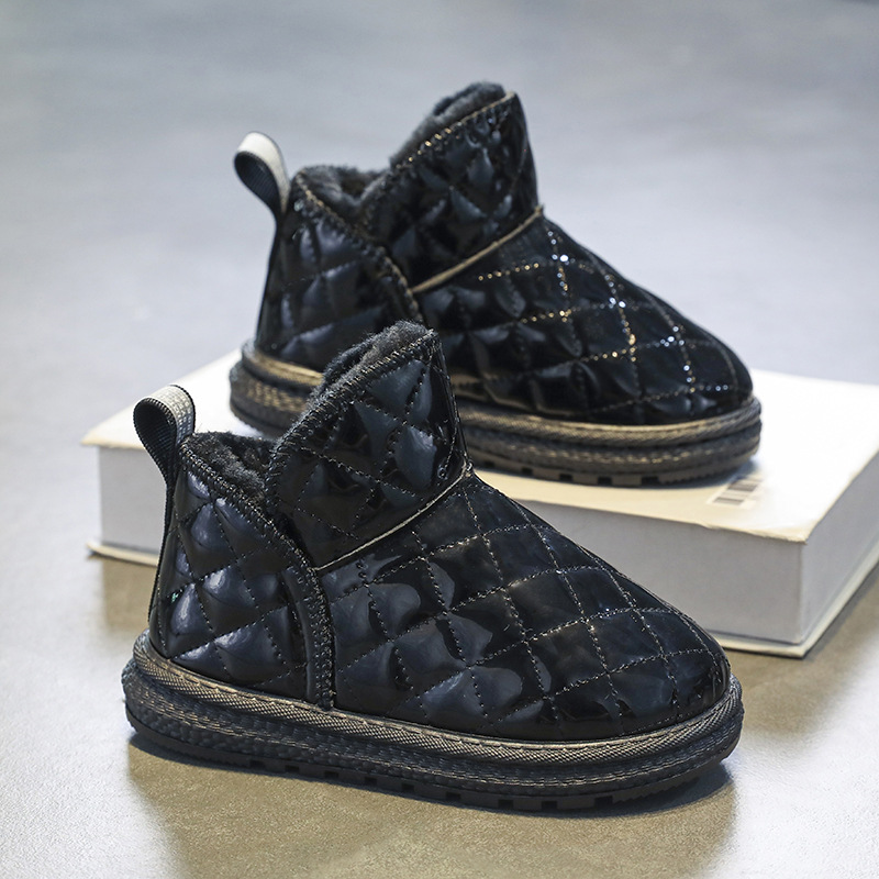 Botas de neve, botas de pelúcia de inverno para meninas, botas de inverno impermeáveis e quentes para crianças de meia-idade, sapatos de algodão do nordeste_voghion.com