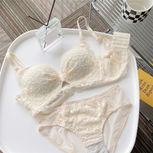 Sexy and Sweet Underwear without Steel Ring Top-up Push-up Women's Beautiful Back Bra Collapsing Accessory Breast Adjustable Bra Set