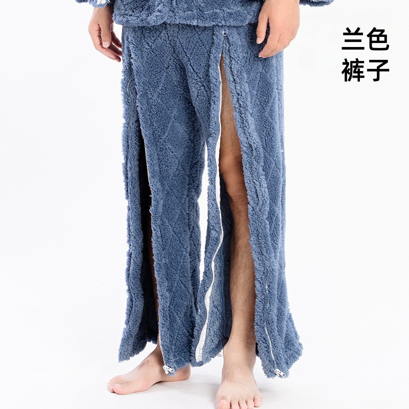 Men's cotton velvet blue pants