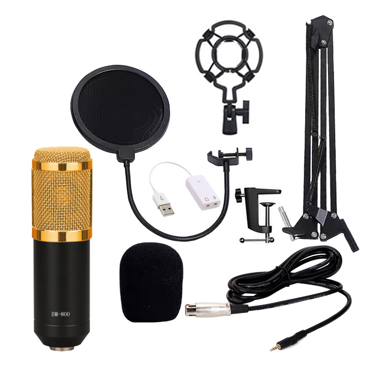 BM800 micrófono de condensador tarjeta de sonido V8 soporte de grabación de computadora de anclaje transfronterizo diafragma grande transmisión en vivo conjunto completo
