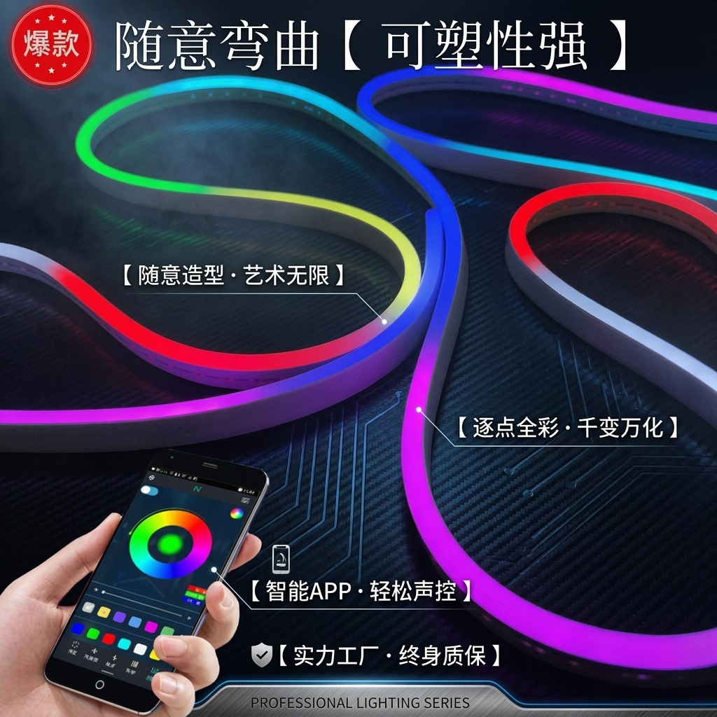 24V neon light strip LED light strip outdoor waterproof flowing water light strip low voltage high brightness silicone light strip