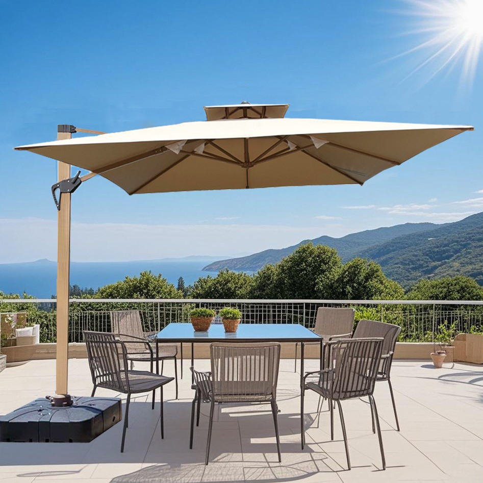 Parasol al aire libre patio villa jardín balcón hogar impermeable protector solar café ocio paraguas romano al por mayor image 3