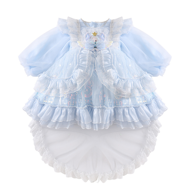 Vestido de niña primavera y otoño 2025 nuevo estilo de niños de dibujos animados de estilo occidental vestido de otoño de bebé moda vestido de pastel Lolita