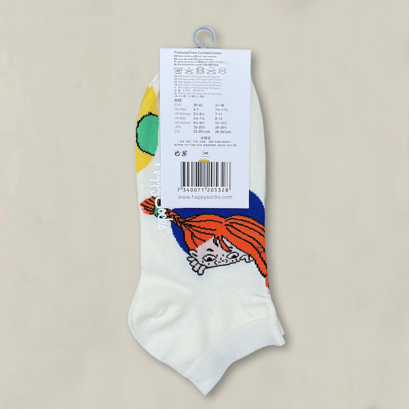 HappySocksハイスキンのショートソックスの漫画の浅い口の低い女性のスウェーデンのファッションのタイプのソックスの春夏のカラー