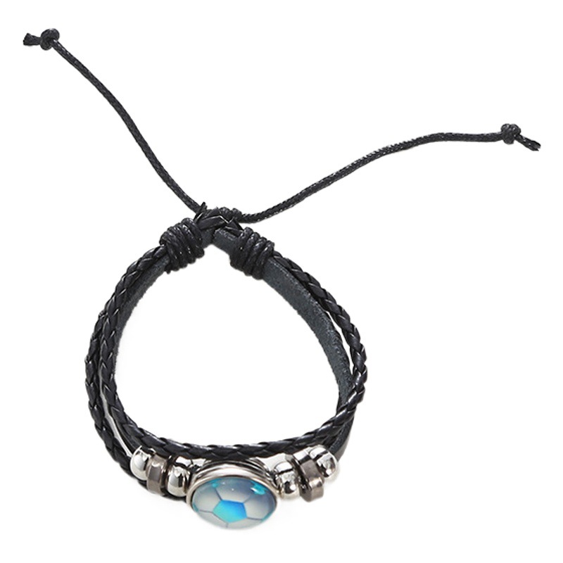 European and American popular ball leather bracelet personalized simple beaded bracelet creative fans commemorative gift bracelet wholesale