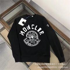 新款欧美纯棉Mon蒙满印cler魔术贴印花款长袖男女同款卫衣情侣装