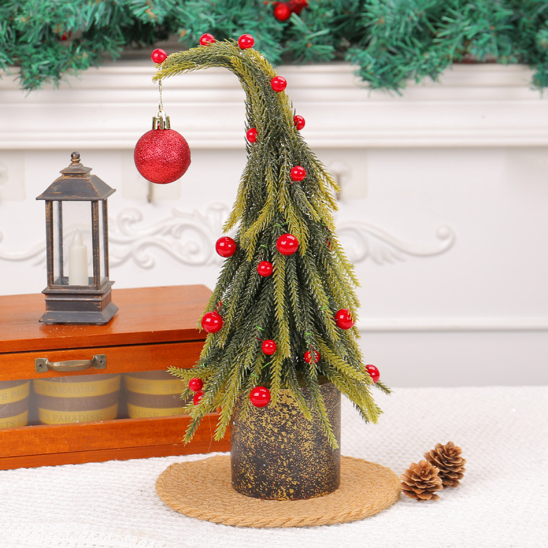 国境を越えたクリスマスクリスマスツリー装飾品デスクトップシミュレーション赤果小樹クリスマスツリーショーウインドーパーティー道具置物|undefined
