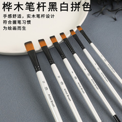 Cross-border pearl white nylon hair watercolor fine line brush acrylic paint brush set of 6 DIY painting oil painting brush set