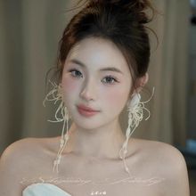 法式夸张蝴蝶结编织耳环女小众设计感高级轻奢气质大气新娘耳饰女