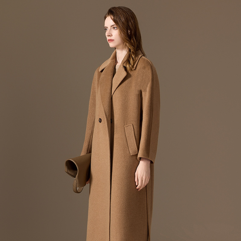 Lined 100 Camel Velvet Outwear for Women in Winter, Thickeneded Warm and High-End Woolen Outwear for Small People