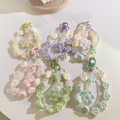 潮流多巴胺花朵手提鏈短款手繩吊墜通用手機殼耳機套鏈條手機掛繩