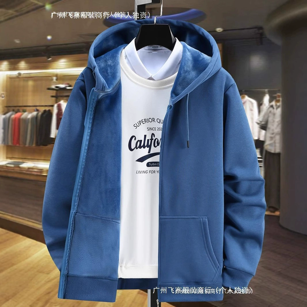 Толстый брат осенний и зимний жир плюс большой размер хлопчатобумажная мужская куртка с пушистым толстым толстым свободным кардиган с капюшоном