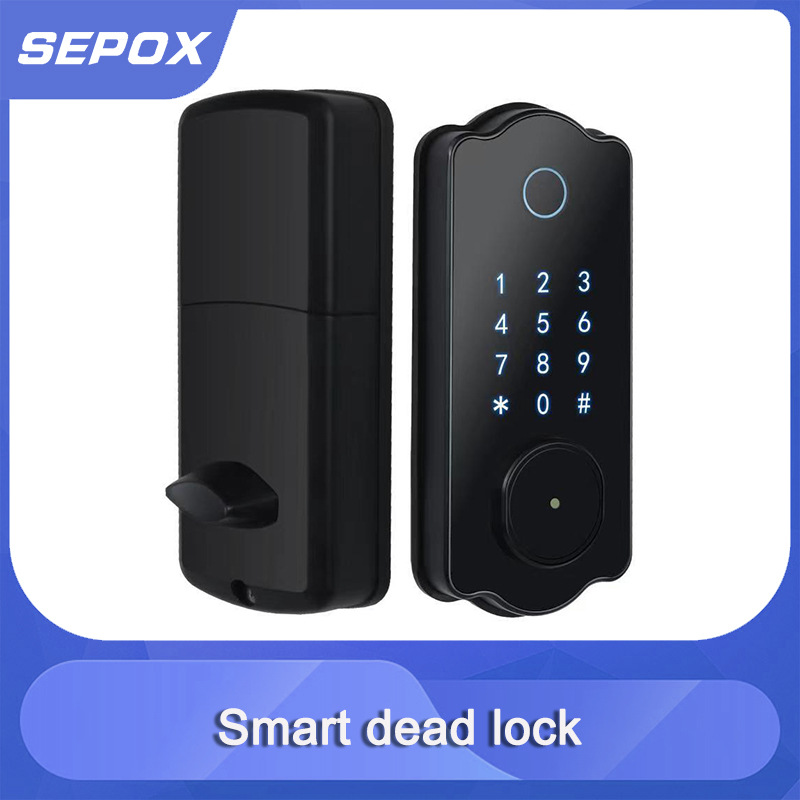 呆锁外贸亚马逊跨境指纹锁全自动辅助木门锁可蓝牙智能语音