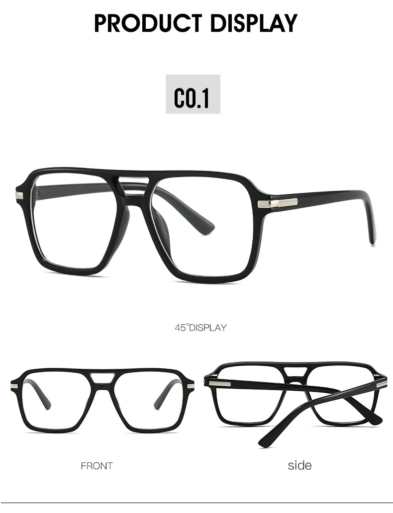55g Weight Full rim frame Glasses Structure Glasses Classification PC Lens Material Square Glasses Style Outdoor, Street Occasion Geometric Pattern All Seasons Season Unisex Gender Streetwear Style Streetwear Geometric PC Square Full Rim Frame Optical Glasses 7