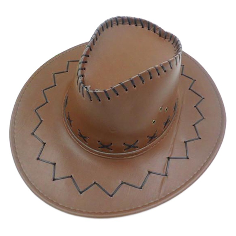 Nuevo verano pu cuero vaquero sombrero de ala grande sombrero vaquero occidental sombrero de viaje sol sombrero