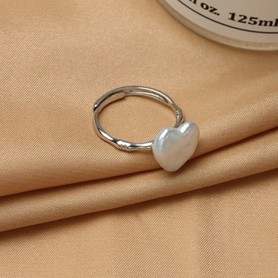 A variety of natural pearl ring S925 simple personality all-body sterling silver opening adjustable size jewelry wholesale