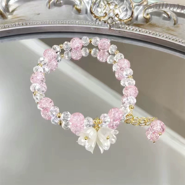 Beads, fuchsia bracelet, orchid