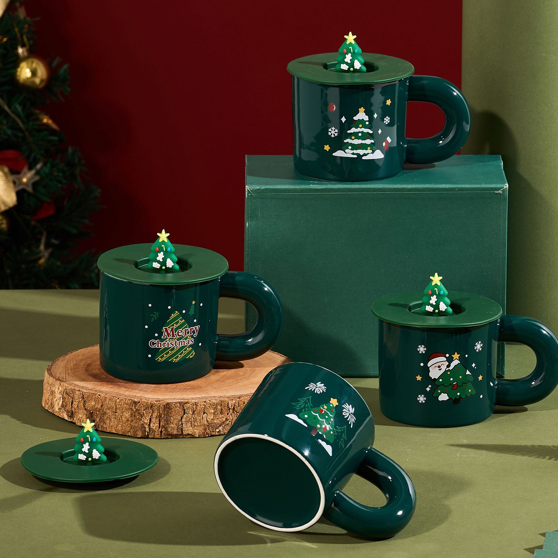 Regalos navideños, tazas de agua, tazas de souvenirs, dibujos animados creativos transfronterizos, tazas de Santa, tazas de cerámica