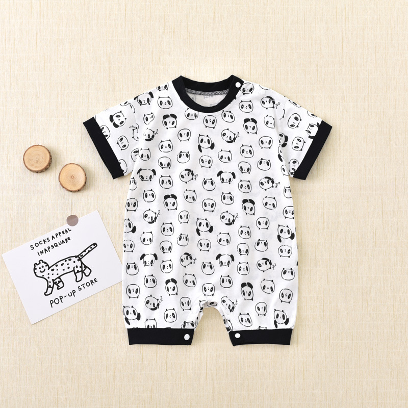 Baby's cotton jumpsuit summer 0-18 months old male and female baby striped romper short sleeve sheath Western style romper