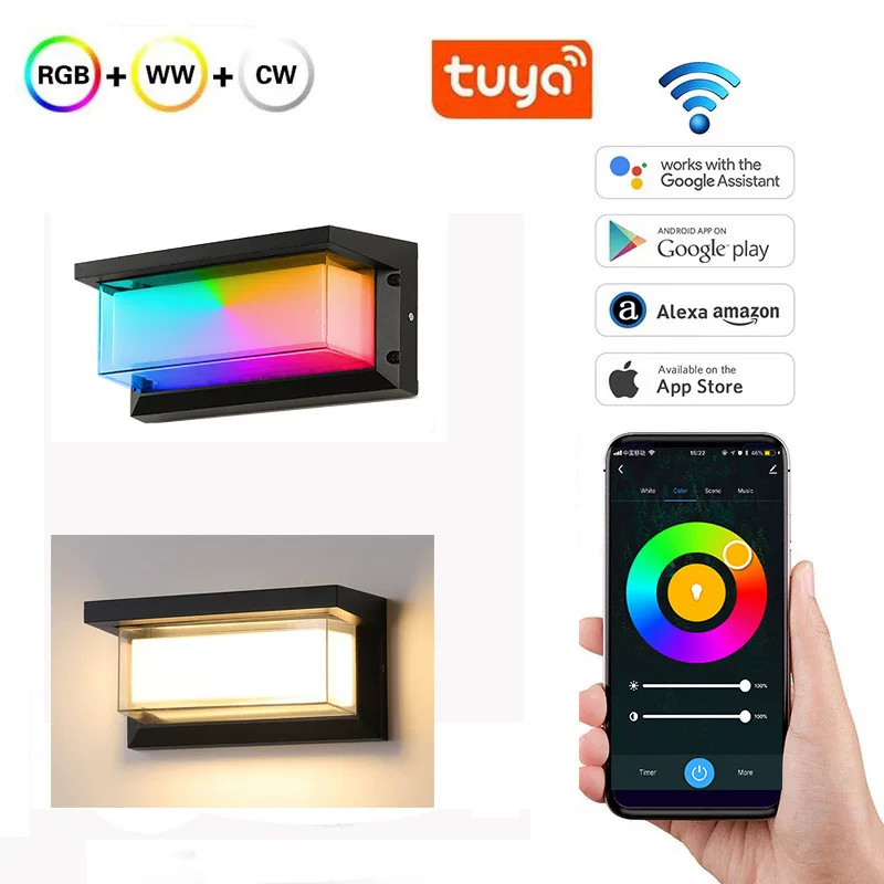 Новое умное водостойкое уличное настенное освещение Tuya APP дистанционное управление затемнение цветокалибровка RGB+WW+CW ambient свет