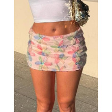 H 26411 3D Floral Print Mini Skirt ���廨��ӡ������ȹ