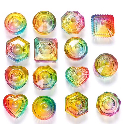 New Aurora Shimmering Colorful Crystal Nail Cup with Lid Glass Crystal Cup Colorful Crystal Cup