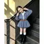 十足女孩格子连衣花苞裙