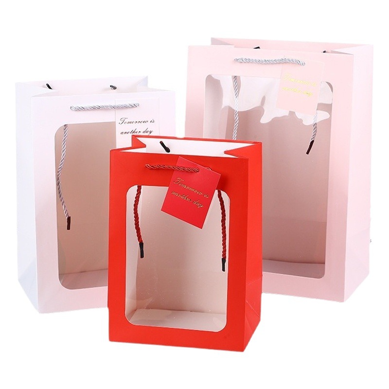 Nueva ventana bolsa de regalo de San Valentín ramo muñeca ventana bolso bolsa de embalaje general para exposición