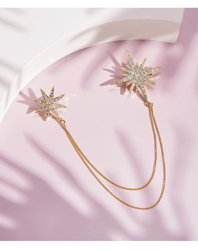 14g Weight Brooches Classification Date, Tea Party Occasion Alloy Material Star Pattern Women's Gender Simple Style, Shiny Style Simple Style Shiny Pin Star Alloy Women's Brooches 1
