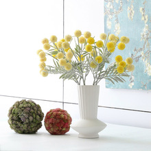 仿真花黄金球 假花毛毛球 单枝塑胶球家居装饰ins风  蓝白风格