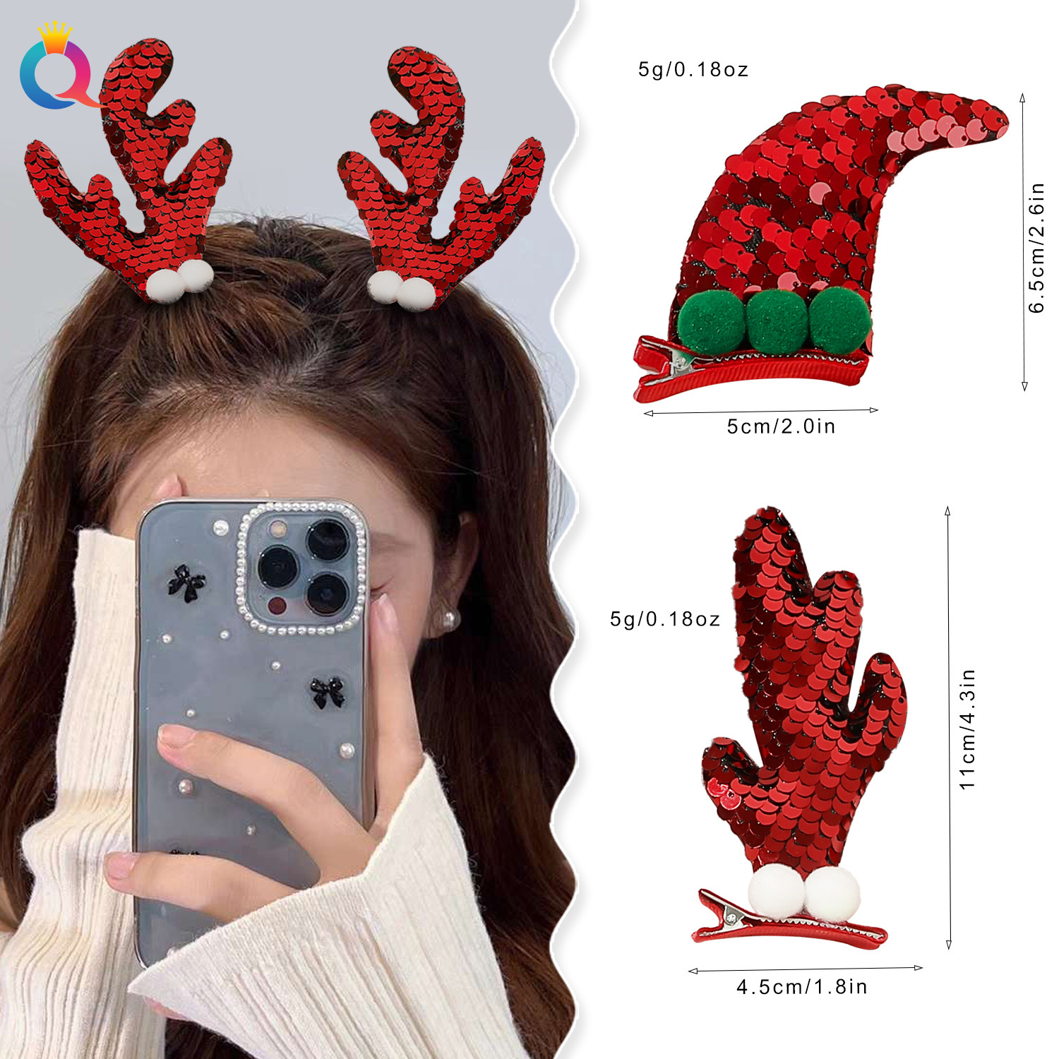 Cadeau de Noël Épingle à cheveux de Noël Déguisement de vacances Pince à bec de canard Pince à cheveux Pince à frange latérale Accessoires pour cheveux en gros_voghion.com
