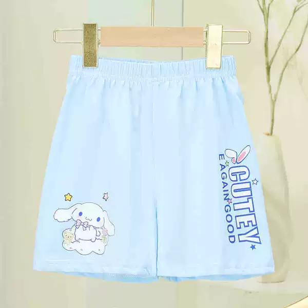 Blue cartoon shorts, loose fit