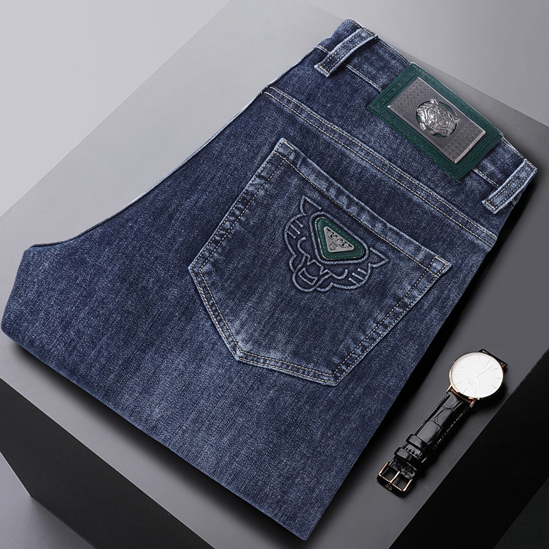 European Style High-End Men's Pants, Four-Season Business Casual, Simple and Luxurious Straight-Leg Fashion Casual Denim Trousers 2026
